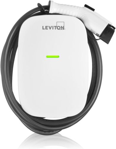 Leviton EV320 Level 2 Electric Vehicle (EV) Charger, 32 Amp, 208/240 VAC, 7.6 kW Output, 18' Charging Cable, Hardwired Charging Station