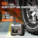 Portable Heavy-Duty Tire Inflator for Pickup Truck,RV, 300PSI Air Compressor, 9X Faster Inflator with 3.7 inch Digital Gauge. 5 Safety Protections and Cooling System for Truck, SUV, Compact Cars