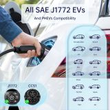 Level 2 EV Charger, Max 48A 240V 11.5KW, Wi-Fi Bluetooth APP Enabled EVSE,4.3 Inch Display,25ft Cable,NEMA 14-50 Plug Electric Vehicle Charging Station Compatible with All SAE J1772 EV Models