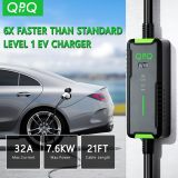 QPQ Level 2 EV Charger 32A 240V, Portable Electric Vehicle Charging Stations with Adjustable Current/Timing Delay, J1772 EV Car Charger Level 2 Charger with 21 FT Cable, NEMA 14-50 Plug