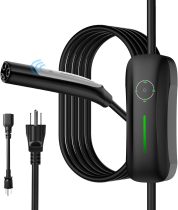 Level 1+2 EV Charger Tesla NACS 16A Mobile Electric Car Charger 110V/240V with NEMA 5-15 Plug and 6-20 Plug 25FT Cable 3.84KW Adjustable 16 Amps Vehicle Charging Stations for Tesla