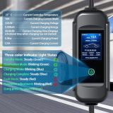 Level1- Level2(16/13/10/8 Amps Adjustable) Portable EV Charger with LED Display 110-240 Volts,25ft Cable,SAE J1772 Standard NEMA6-20 Plug and NEMA 5-15 Plug Conversion Adapter Portable Cable Box
