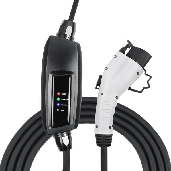 Lectron Electric Vehicle Charger 16 Amp - Level 1 EV Charger (110V) with 21ft Extension Cord & Nema 5-15 Plug Compatible with All J1772 EVs