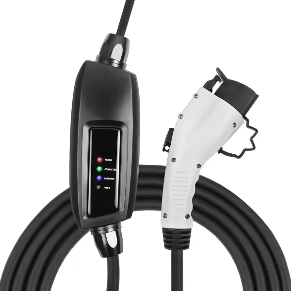 Lectron Electric Vehicle Charger 16 Amp - Level 1 EV Charger (110V) with 21ft Extension Cord & Nema 5-15 Plug Compatible with All J1772 EVs