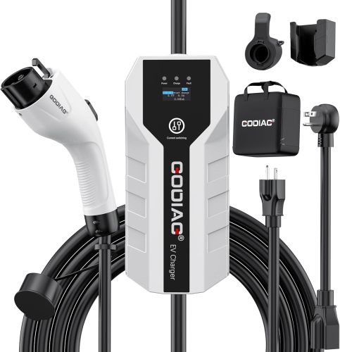 GODIAG Level 1+2 EV Charger - ETL Certified, 16Amp, 110V-240V, 20ft Cable, Portable Electric Car Charger for J1772 EVs with NEMA 6-20 & NEMA 5-15 Plug