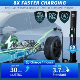Level 2 EV Charger (J1772 & Tesla, 40A, 240V, 25FT, 9.68kw) Home/Travel Portable Electric Vehicle Charging Station,Adjustable Current/Timing Delay，Equipped with Smart APP