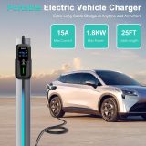 Portable Electric Vehicle Charger 15 Amp Level 1 Home EV Charger (110V), 25 FT Electric Vehicle Charging Station, Scheduled Charging,Smart APP, Nema 5-15 P Electric Car Charger for SAE J1772