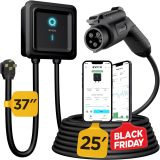 EVIQO Level 2 EV Charger - 48 Amp EV Charger Level 2, 240V Electric Vehicle Charging Stations, EV Level 2 Charger NEMA 14-50/Hardwire EVSE Level 2 Charger, 25' Cord Electric Car Charger Energy Star/UL