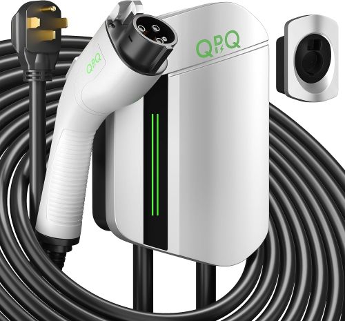 QPQ Level 2 EV Charger 48Amp 240V 25FT Cable EV Chargers for Home Level 2,Electric Car Charger Indoor/Outdoor Wall Electric Vehicle Charging Stations with NEMA 14-50 Plug for J1772 EVs