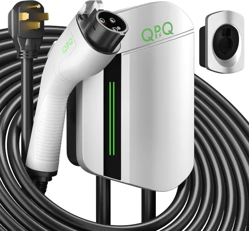 QPQ Level 2 EV Charger 48Amp 240V 25FT Cable EV Chargers for Home Level 2,Electric Car Charger Indoor/Outdoor Wall Electric Vehicle Charging Stations with NEMA 14-50 Plug for J1772 EVs