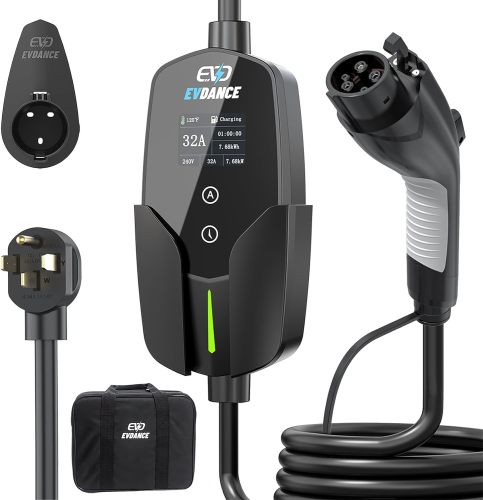 EV Chargers for Home Level 2 - Portable 32A Level 2 EV Charger NEMA 14-50 with 25ft Cable, Adjustable Current/Delay Charging for Electric Car Charger