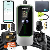 Level 2 EV Charger (J1772 & Tesla, 40A, 240V, 25FT, 9.68kw) Home/Travel Portable Electric Vehicle Charging Station,Adjustable Current/Timing Delay，Equipped with Smart APP