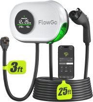 Level 2 EV Charger 40A Smart Electric Car Home Charger Motion-Activated Display 240V with NEMA 14-50 Plug J1772 Connector 25FT Cable APP and WiFi Vehicle Charging Stations ETL Listed