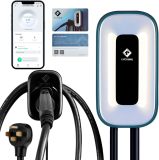 EV Charger Level 2，50 Amp Charge Station, 240V Level 2 Charger,Indoor/Outdoor EVSE, 25Ft Cable Level 2 ev Charger, 2.4GWiFi/APP/RFID Card (NEMA14-50 Plug or Hardwired)
