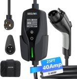 Level 2 EV Charger, 40Amp Electric Car Charger Portable EV Charger 25FT Cable with NEMA 14-50 Plug, Adjustable Current, Timing Delay Electric Vehicle Charger for J1772 BEVs/PHEVs 240V 9.6kW