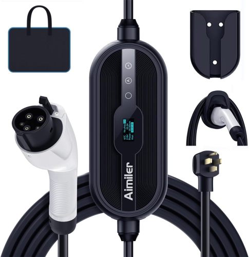 Level 2 Electric Vehicle EV Charger, 32A 240V NEMA 14-50 Plug, Portable Indoor/Outdoor EVSE SAE J1772 EV Car Charging Station w/Delay Timer, 16ft Premium Cable ETL Certified
