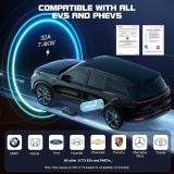 GRECELL Portable EV Charger Level 2, ETL Certified 32A NEMA 14-50 Electric Vehicle Charger, 240V 7.4KW Level 2 Car Charger for SAE-J1772 with 25FT Cable Current Adjustable and Reservation Charging