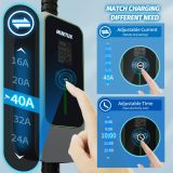Level 2 EV Charger (J1772 & Tesla, 40A, 240V, 25FT, 9.68kw) Home/Travel Portable Electric Vehicle Charging Station,Adjustable Current/Timing Delay，Equipped with Smart APP