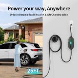 Level 1 EV Charger, 16A 110-240V 25FT Cable J1772 Charger, Portable Electric Vehicle Charging Equipment with NEMA 6-20 Plug, Adjustable Current, Delay Timer, App Control, FCC ETL Certified