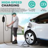 Level 2 Electric Vehicle EV Charger, 32A 240V NEMA 14-50 Plug, Portable Indoor/Outdoor EVSE SAE J1772 EV Car Charging Station w/Delay Timer, 16ft Premium Cable ETL Certified