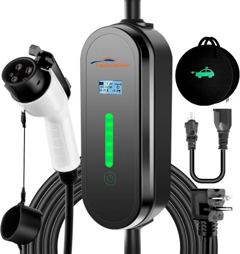 Electric Vehicle Charger Level 1 & 2 16 Amp EV Charging Station Includes NEMA5-15P & 6-20 Plug, Compatible with J1772 Electric Cars Household Travel Travel Portable Charger