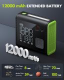 Anykit Tire Inflator Portable Air Compressor, 150PSI 4X Fast (Dual Cylinder) Inflation Air Pump with Digital Pressure Gauge, 12000mAh Electric Cordless Tire Pump for Truck, Car (Green)