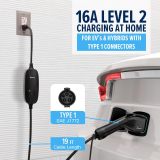 Asani Level 1 & 2 EV Charger - 110-240V at 16 Amps - Portable Electric Vehicle EV Charger with NEMA 6-20 with NEMA 5-15 Adapter Plug for J1772 Electric Cars