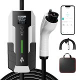 Level 2 EV Charger 32Amp,7.68KW Electric Vehicle Charger Portable 240V,SAE-J1772 and NEMA 14-50 Plug, Scheduled Charging,Adjustable Current,Smart APP, 25 FT Cable for EV and Hybrid Vehicles