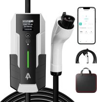 Level 2 EV Charger 32Amp,7.68KW Electric Vehicle Charger Portable 240V,SAE-J1772 and NEMA 14-50 Plug, Scheduled Charging,Adjustable Current,Smart APP, 25 FT Cable for EV and Hybrid Vehicles