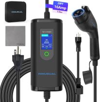 Portable Level 1 & 2 EV Charger,16A 110-240V with Fix Time Charge, 20FT Cable, NEMA 6-20 Plug and NEMA 5-15 Adapter, SAE J1772 EV Electric car Charger, Current Adjustable(NOT for Tesla)