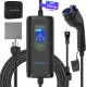 Portable Level 1 & 2 EV Charger,16A 110-240V with Fix Time Charge, 20FT Cable, NEMA 6-20 Plug and NEMA 5-15 Adapter, SAE J1772 EV Electric car Charger, Current Adjustable(NOT for Tesla)