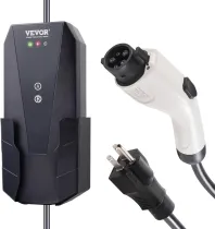 VEVOR Level 1+2 EV Charger, 16 Amp 110-240V, Portable Electric Vehicle Charger with 25 ft Charging Cable NEMA 6-20 Plug NEMA 5-15 Adapter, Plug-in Home EV Charging Station for SAE J1772 Electric Cars
