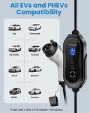 Level 1-2 EV Charger (16 Amp 110-240V 24ft Cable), Portable Electric Vehicle Charger with NEMA 6-20 Plug NEMA 5-15 Adapter,Plug-in Home EV Charging Station for SAE J1772 Evs