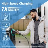 Level 2 EV Charger 40 Amp, EV Chargers for Home 240V, Electric Car Charger 9.6kW, Outdoor/Indoor Electric Vehicle Fast Charging Stations, EVSE with NEMA 14-50 Plug, 25ft Cable, J1772