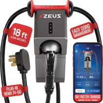 Zeus Level 2 EV Charger - Electric Vehicle Charging Equipment Compatible w/All EV Models - Fast J1772 EVSE Level 2 Charger 40 Amp - NEMA 14-50 240V EV Home Charger - IP65 Water & Dust Resistant