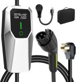 Level 1 2 Electric Vehicle Charger 26ft EV Portable Charging Cable with NEMA 14-50/5-15 Plug 7.68Kw 32A Current Adjustable EV & Plug-in Hybrid Car Charger for SAE_J1772