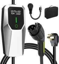 Level 1 2 Electric Vehicle Charger 26ft EV Portable Charging Cable with NEMA 14-50/5-15 Plug 7.68Kw 32A Current Adjustable EV & Plug-in Hybrid Car Charger for SAE_J1772