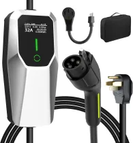 Level 1 2 Electric Vehicle Charger 26ft EV Portable Charging Cable with NEMA 14-50/5-15 Plug 7.68Kw 32A Current Adjustable EV & Plug-in Hybrid Car Charger for SAE_J1772