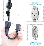 Level 1+2 Tesla Charger,110V to 240V, 16 Amp, NEMA 6-20 Plug and 5-15P Adapter, 21ft Extension Cord - Portable Home Electric Vehicle Charging Station,Compatible with All Tesla Models X/Y/3/S