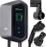 MACH I: Fast 48 Amp Level 2 EV Charger, Wall-Mount Electric Vehicle Charging Station, 200-240V Hardwire or NEMA 14-50. J1772 car Connector & Tesla NACS, Indoor/Outdoor, 30ft Cable evse Adapter