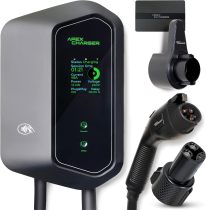 MACH I: Fast 48 Amp Level 2 EV Charger, Wall-Mount Electric Vehicle Charging Station, 200-240V Hardwire or NEMA 14-50. J1772 car Connector & Tesla NACS, Indoor/Outdoor, 30ft Cable evse Adapter