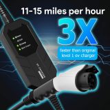 Skysword Ⅱ Level 1-2 EV Charger, 100-240V 16A 25FT Portable EVSE, NEMA 6-20 Plug with NEMA 5-15 Adapter Electric Vehicle Charging Station