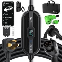 Tera Electric Vehicle Charger for Tesla: Level 1 & 2 J1772 32A 8A 110V 240V ETL Energy Star Wall Connector Dual Use EV Portable NEMA 14-50 & 5-15 Wi-Fi Enabled 25FT Cable with Holder P01
