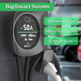 EV Charger 50 Amps, Smart Screen Level 2 Charging Station with WIFI, 240V J1772 Home Electric Vehicle Charger NEMA 14-50 Plug or Hardwire, APP Controlled Car Charger