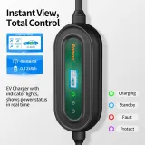 Level 1 EV Charger, 16A 110-240V 25FT Cable J1772 Charger, Portable Electric Vehicle Charging Equipment with NEMA 6-20 Plug, Adjustable Current, Delay Timer, App Control, FCC ETL Certified