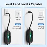 Level 1 EV Charger, 16A 110-240V 25FT Cable J1772 Charger, Portable Electric Vehicle Charging Equipment with NEMA 6-20 Plug, Adjustable Current, Delay Timer, App Control, FCC ETL Certified