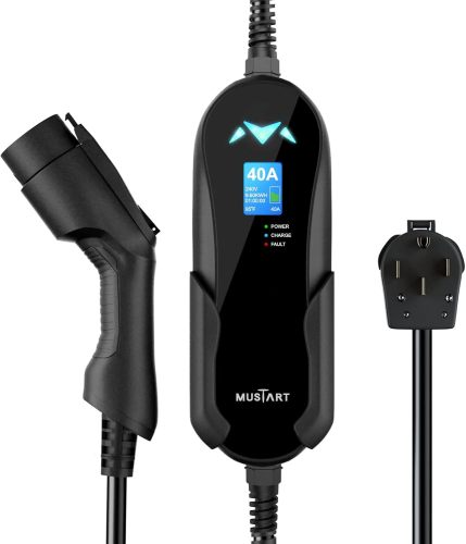 40 Amp Level 2 Portable EV Charger Charging Cable Station, Electric Vehicle Charger Plug-in EV Charging Station with All J1772 EV Cars (240 Volt, 25ft Cable, NEMA 14-50)