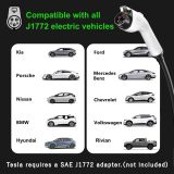 QPQ Level 2 EV Charger 32A 240V, Portable Electric Vehicle Charging Stations with Adjustable Current/Timing Delay, J1772 EV Car Charger Level 2 Charger with 21 FT Cable, NEMA 14-50 Plug