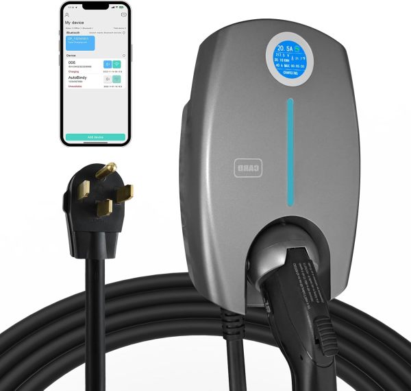 EP Home Smart Electric Vehicle Charger, 40 Amp Level 2 EV Charger, NEMA14-50 Wall Indoor/Outdoor Electric Car Charging Station, 240V, 25 Ft Cable