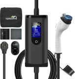 Level 2 EV Charger 32A 240V Portable with NEMA14-50 Plug, Adjustable Current & Time Delay, Electric Vehicle Charging Station 25ft Cable for J1772 EV